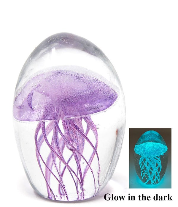 Glow In The Dark Light Purple Crystal Jelly Fish 3.5" H