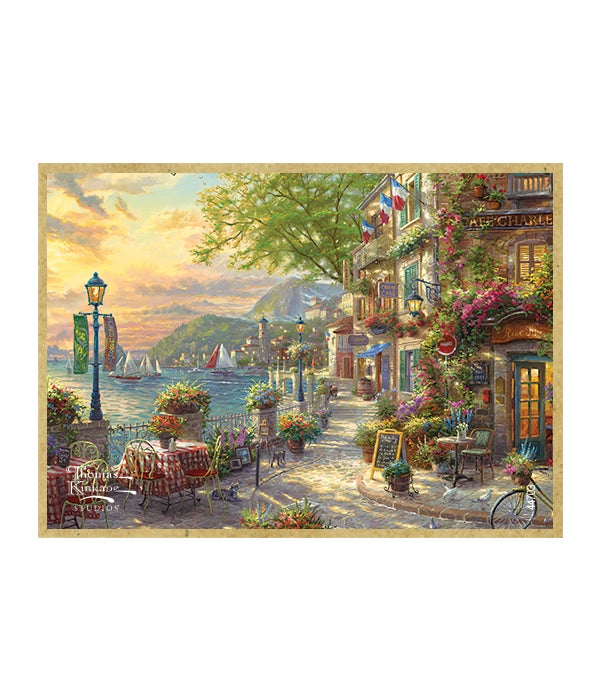 French Riviera CafÃ© 2.5 x 3.5 wooden magnet