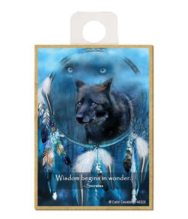Wolves-Wisdom begins in wonder-Wooden Magnet