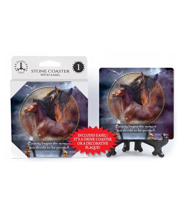 Horse-Beauty begins the moment you decide to be yourself. -1 pack stone coaster