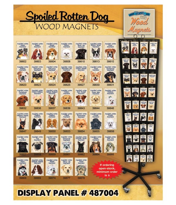 Spoiled Dogs Wood Magnet Display Panel 40 Asst / 120PC