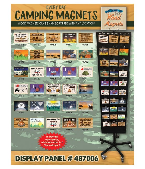 Camping Wood Magnet Display Panel 30 Asst / 120PC