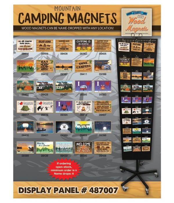 Camping (Mountains) Magnet Display Panel 30 Asst / 120PC