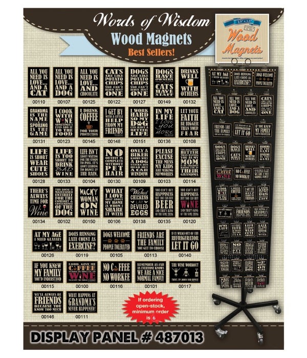 Words of Wisdom #1 Wood Magnet Display Panel 40 Asst / 120PC