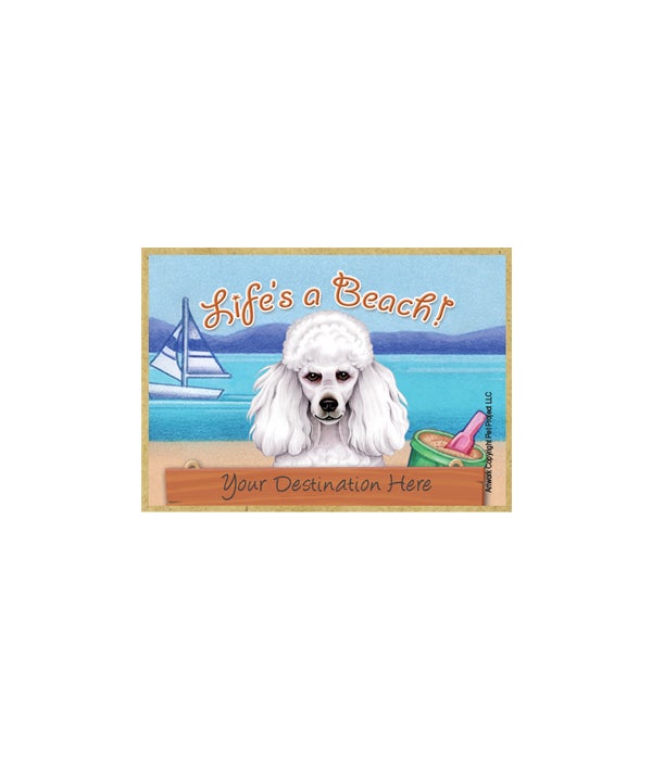 Poodle (White) 2.5 x 3.5 wooden magnet