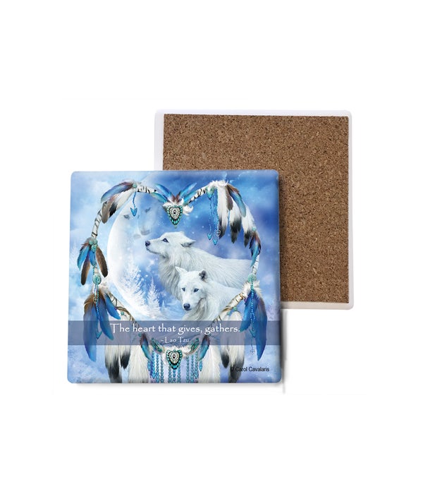 Wolf  Heart of a Wolf  Moon  white wolves Bulk Coaster