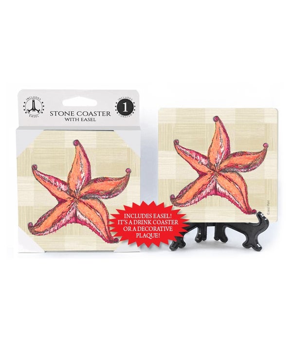 Starfish coaster (plaid bkgd)