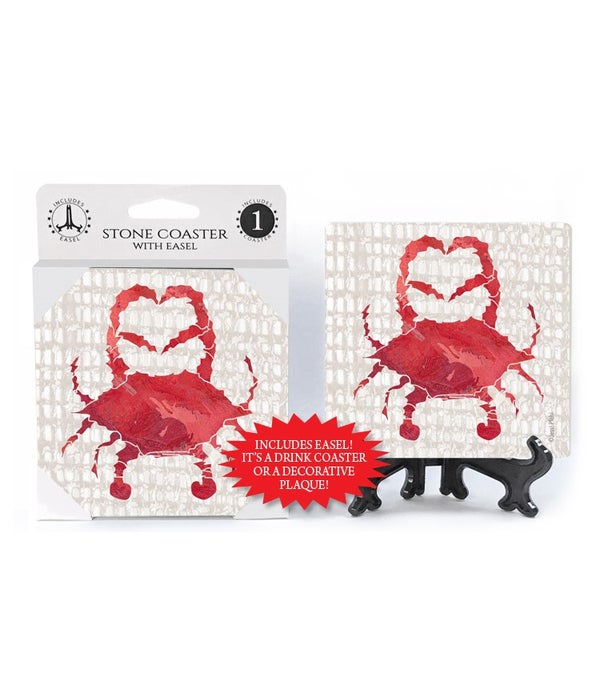 Red Crab coaster  (grey netting bkgd) wi