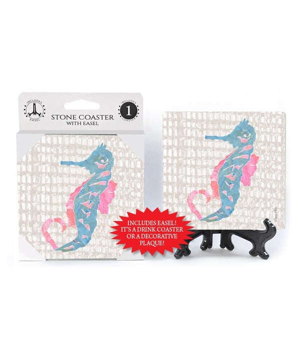 Seahorse coaster  (grey netting bkgd) wi