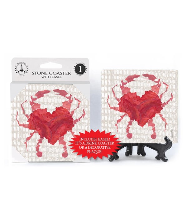 Red crab with heart shaped shell-1 pack stone coaster