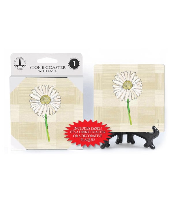 daisy with stem-1 pack stone coaster