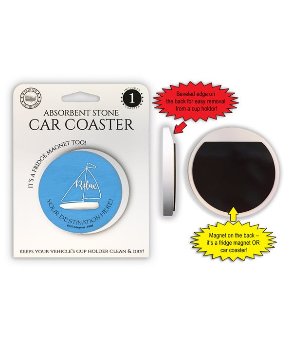 Relax - wire sailboat 1 Pack Car Coaster