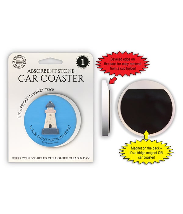 Wood Lighthouse 1 Pack Car Coaster