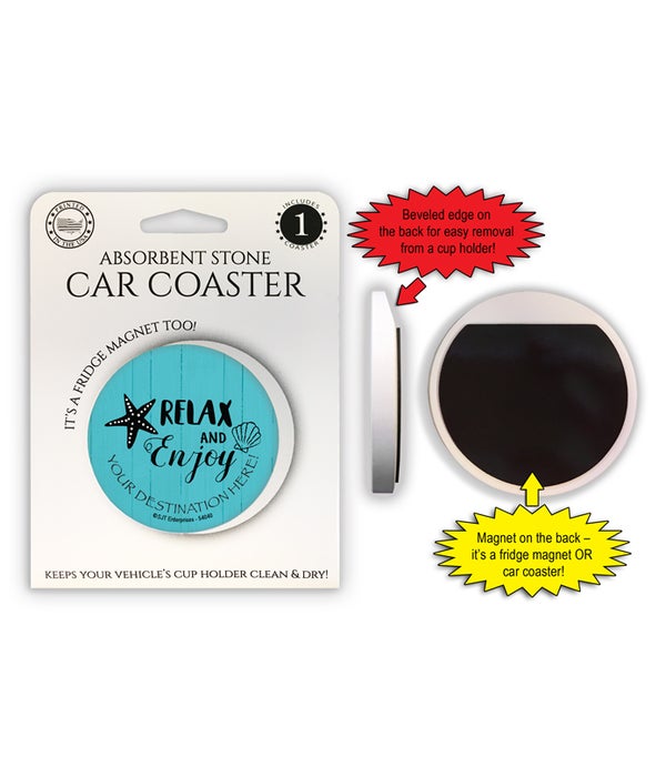 Relax and Enjoy 1 Pack Car Coaster