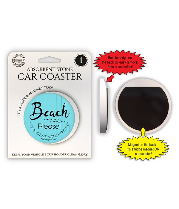 Beach Please! 1 Pack Car Coaster