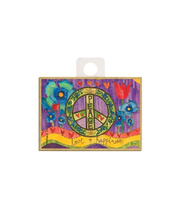 Peace-love & happiness-Wooden Magnet