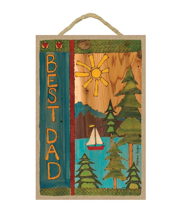 Best Dad (sun, sailboat, trees, lake and