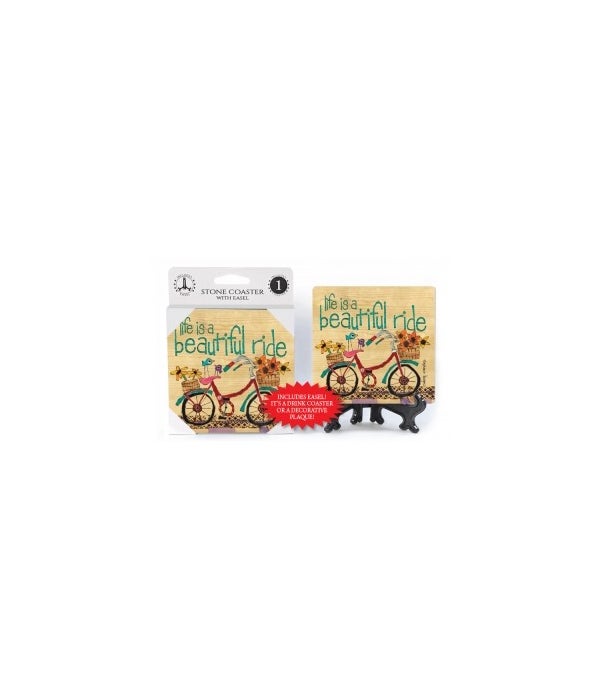 Life is a beautiful ride-1 pack stone coaster