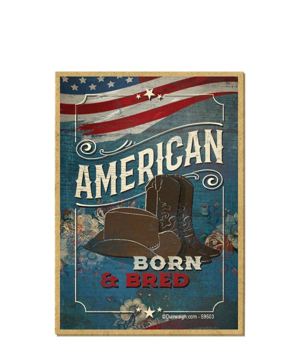 American-born & bred-Wooden Magnet