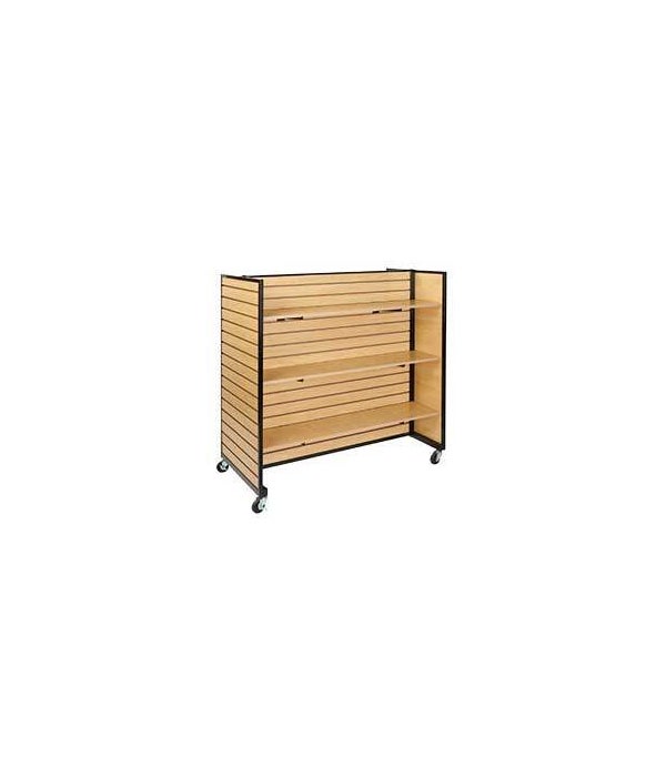 Maple Slat wall BLK metal frame with wheels and 6 shelves  DISPLAY