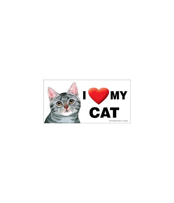 I (heart) my Cat (Grey Tabby) 4x8 Car Ma