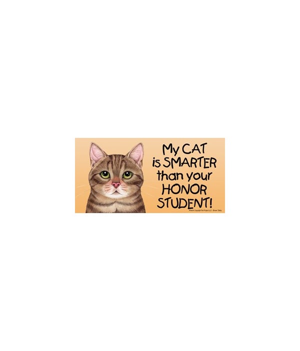 My Cat (Brown Tabby) is smarter than your honor student!-4x8 Car Magnet