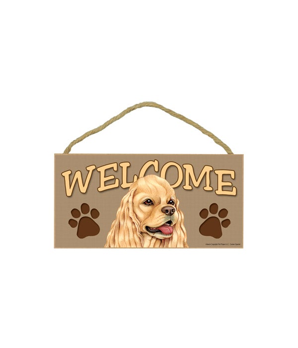 Welcome Cocker Spaniel (American, tan color) 5x10 Sign
