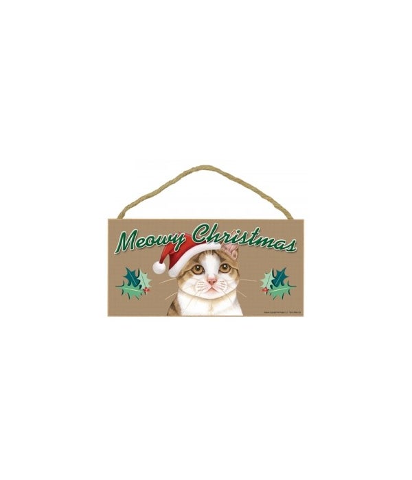 Meowy Christmas Tan & White Cat 5x10