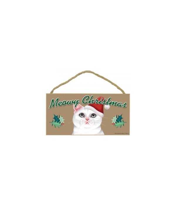 Meowy Christmas White Cat 5x10