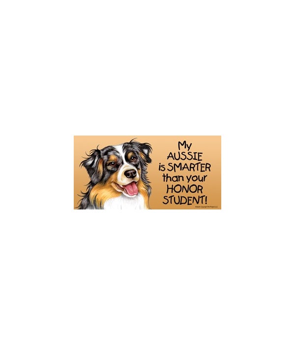 My Aussie (Australian Shepherd) is smarter than your honor student!- 4x8 Car Magnet