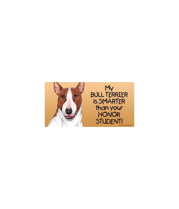 My Bull Terrier is smarter than your honor student!- 4x8 Car Magnet