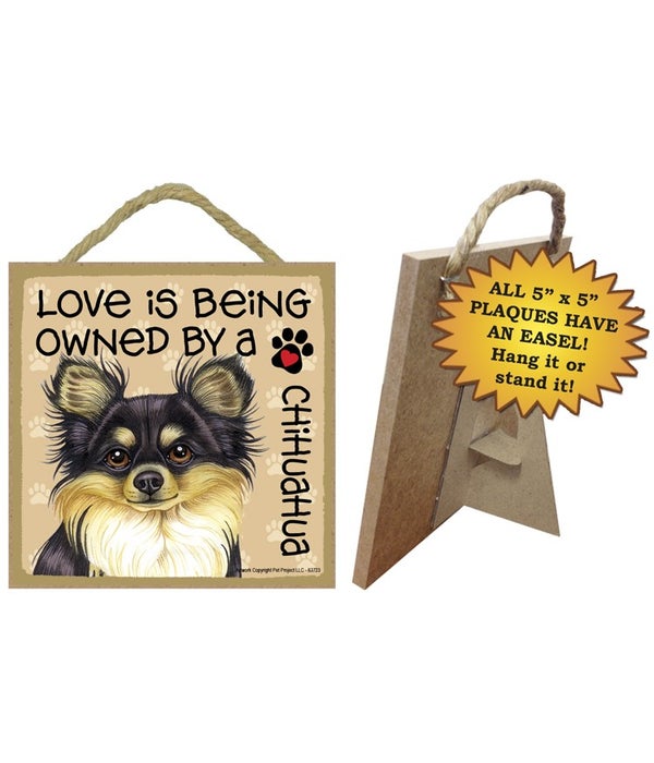 Chihuahua  BlackTan Love Is.. 5x5 plaque