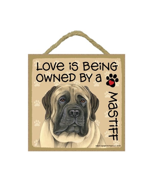 English Mastiff Love Is.. 5x5 plaque