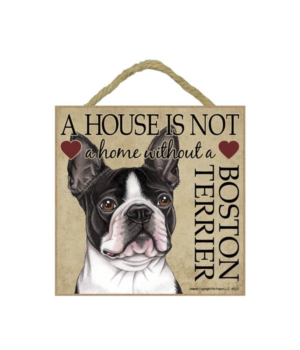 Boston Terrier House 5x5 Plaque