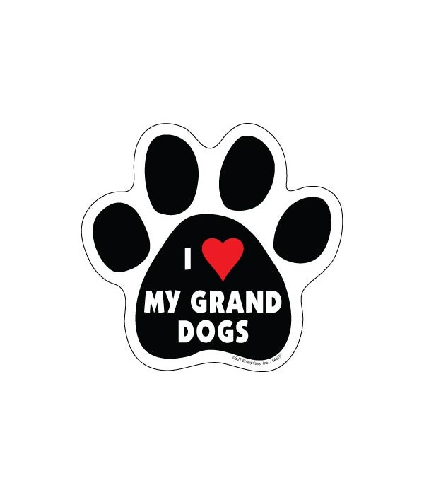 I (heart) my Grand Dogs Paw Magnet