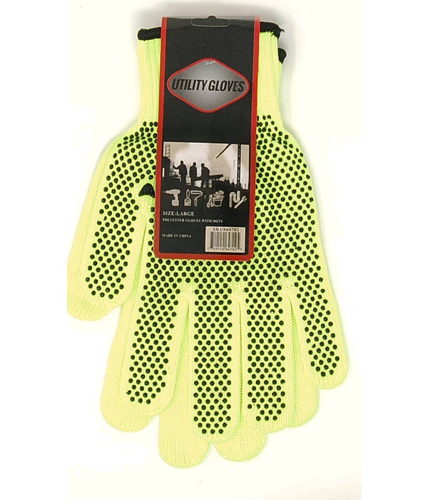 Gloves 800grams/ Green Polyester with Black Dot