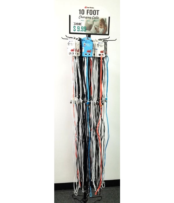10 FT USB Cord 72PC Floor Display Filled