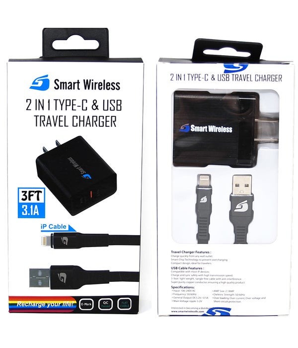 2in1 I-Phone Home Charger w/ Type C Port