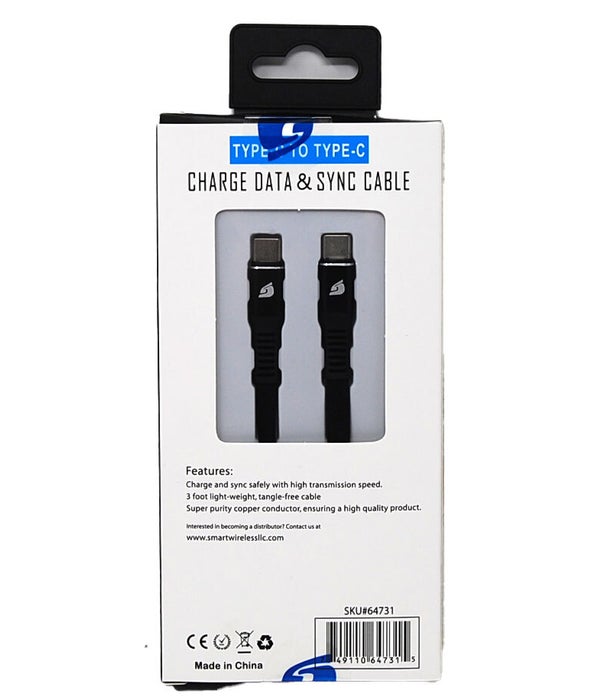Type C to Type C 3FT White /Black Cable