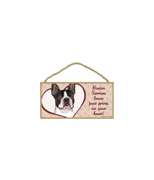 Boston Terrier Paw Prints 5x10 plaque