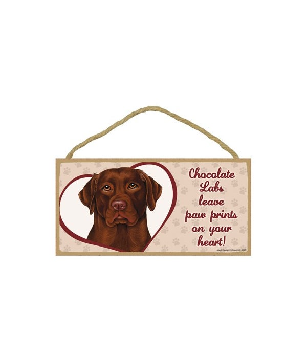 Chocolate Lab Paw Prints 5x10 plaque