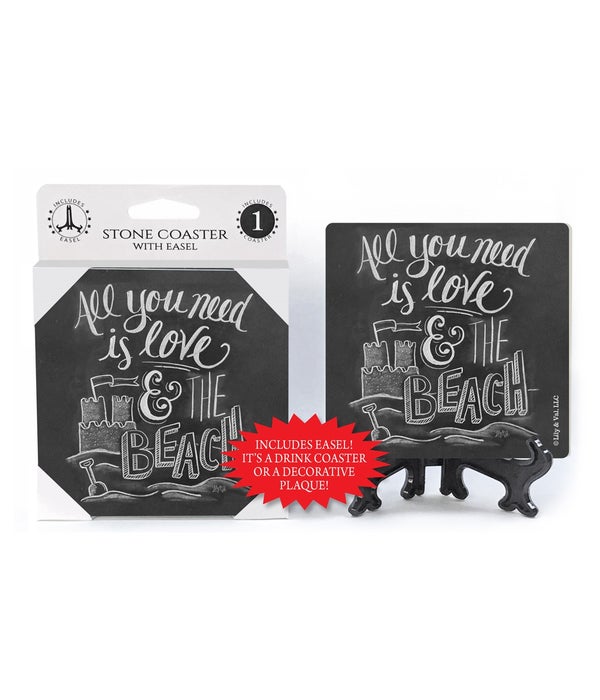 All you need is love and the beach -1 Pack Stone Coaster