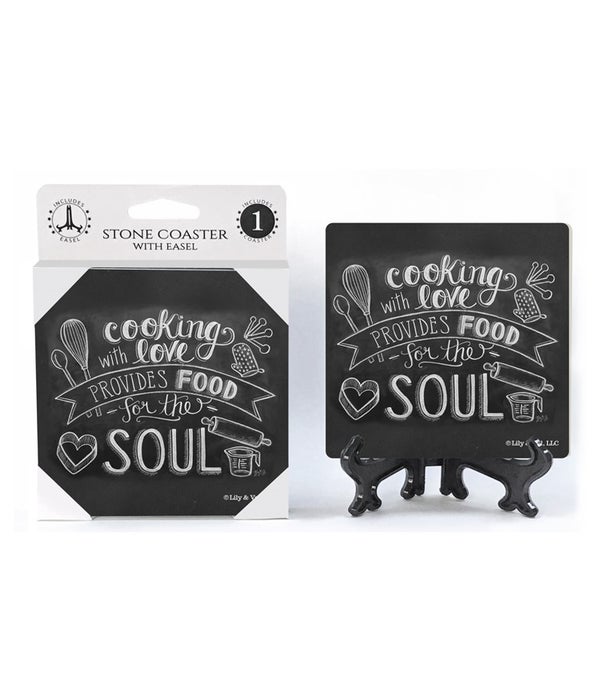 Cooking with love provides food for the soul -1 Pack Stone Coaster