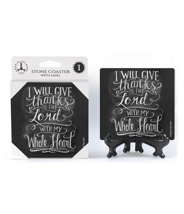 I will give thanks to the Lord with my whole heart -1 Pack Stone Coaster