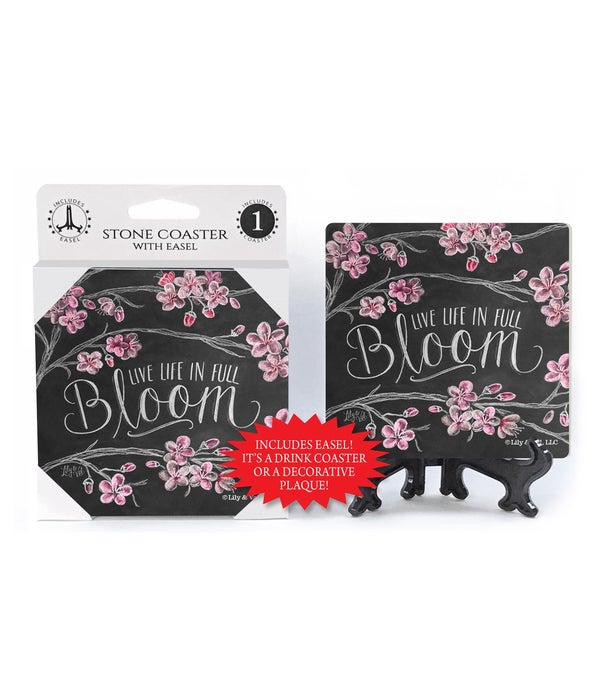 Live life in full bloom -1 Pack Stone Coaster