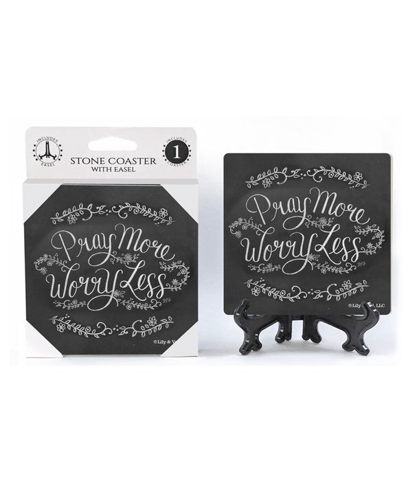 Pray more worry less -1 Pack Stone Coaster