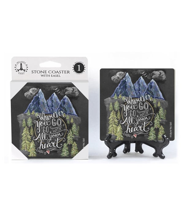 Wherever you go go with all your heart -1 Pack Stone Coaster