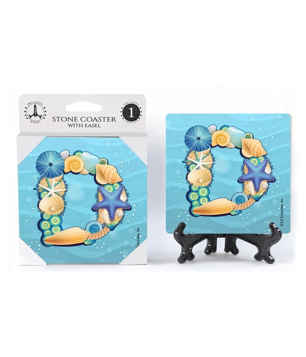 Ocean Lettered Stone Coasters-1 pack-"D"