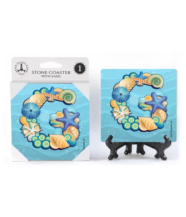 Ocean Lettered Stone Coasters-1 pack-"G"