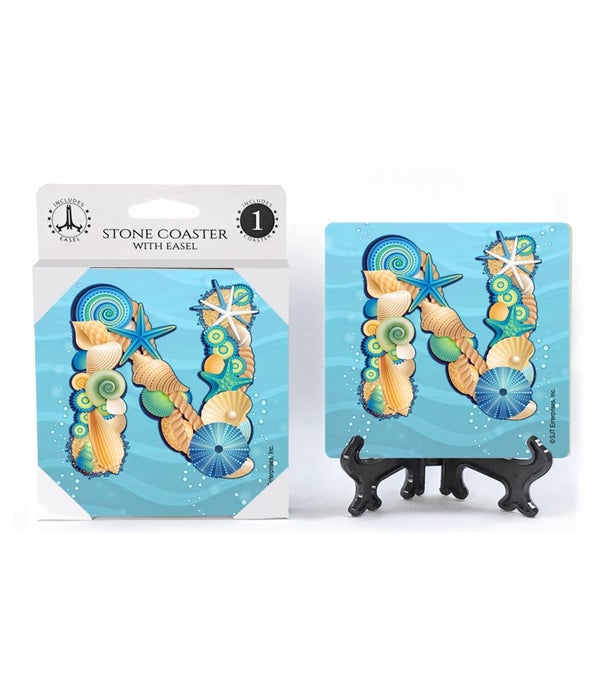 Ocean Lettered Stone Coasters-1 pack-"N"